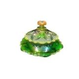 Green Carnival Glass Butter Dish