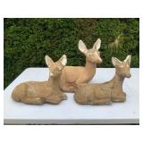 3 Concrete Deer Statues
