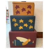 Wooden Painted Storage Boxes