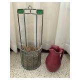 Stained Glass Wall Hanging Planter & Crock Pitcher