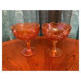 Marigold Carnival Glass Pedestal Dishes