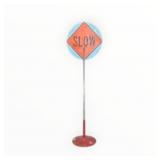 Construction Stop Slow Sign with Pedestal