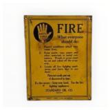 Standard Oil Safety First Fire Painted Metal Sign