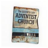 7th Day Adventist Church Painted Metal Sign