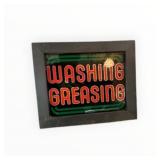 Reverse Painted Glass Washing and Greasing Sign