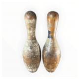 Two Antique Wooden Bowling Pins