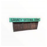 Large Porcelain Grundy National Bank Sign