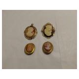 Vintage Cameo Jewelry Lot with Brooches and Pins