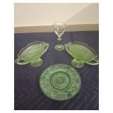 Green Depression Glass Tableware Set