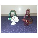 Two Fenton Art Glass Baskets