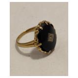 10kt Gold Ring with Black Stone
