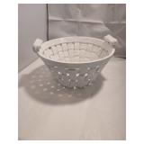 Italian White Ceramic Basket Bowl