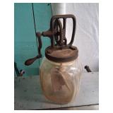 Glass Butter Churn with Metal Crank