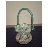 Fenton Art Glass Hand-Painted Basket