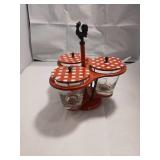 Red Metal Condiment Holder Set