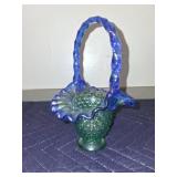 Fenton Blue Glass Basket