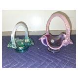 Two Fenton Glass Baskets