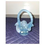 Signed Fenton Small Glass Basket