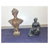 Metal Bust and Figurine