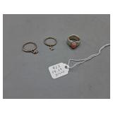 Three Sterling Silver Rings