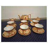 Gold Porcelain Tea Set with Swan