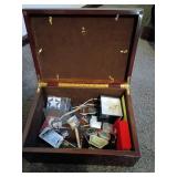 Wooden Keepsake Box With Assorted Items