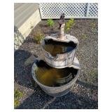 Rustic Two-Tier Barrel Fountain