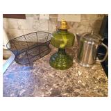 Pitcher, basket and lamp