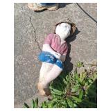 Painted Concrete Boy Figurine