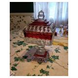 Ruby Flash Glass Covered Compote