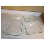 Three Pyrex Glass Baking Dishes