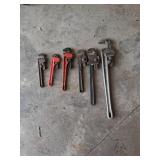 Six Adjustable Pipe Wrenches