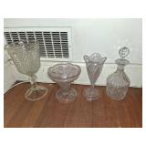 Four Cut Glassware Items