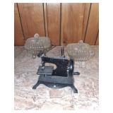 Mini Sewing Machine and Glass Bowls