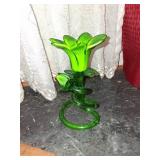 Green Art Glass Flower Sculpture