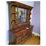Wooden Hutch with Mirror and Drawers