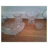 Four Crystal Glass Bowls and Vases