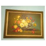 Framed Floral Oil Painting