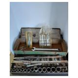 Metal Tool Box with Hand Tools