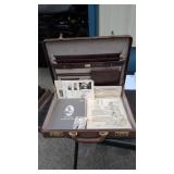 Leather Briefcase With Vintage Erie Insurance Docu