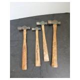 Four Vintage Ball Peen Hammers