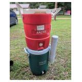 Rubbermaid Artic Water Coolers with cups