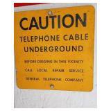 Yellow Telephone Cable Sign