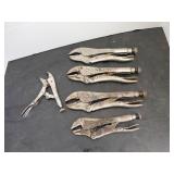 Five Vise-Grip Pliers