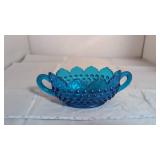 Blue Hobnail Glass Dish