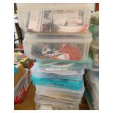 Plastic Bins Filled with Craft Supplies