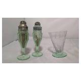 Green Uranium Glass Salt Shakers