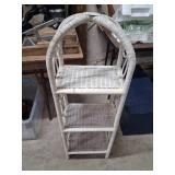 White Wicker Three-Tier Shelf