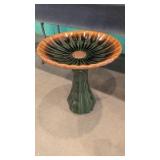 Green and Brown Ceramic Birdbath