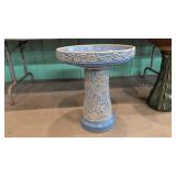Blue Ceramic Bird Bath Stand